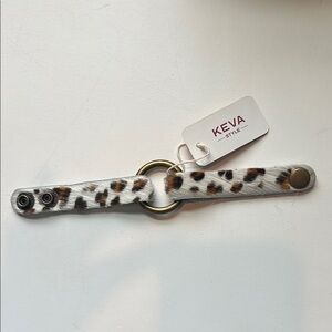 Brown and Black Genuine Leather Animal Print Bracelet